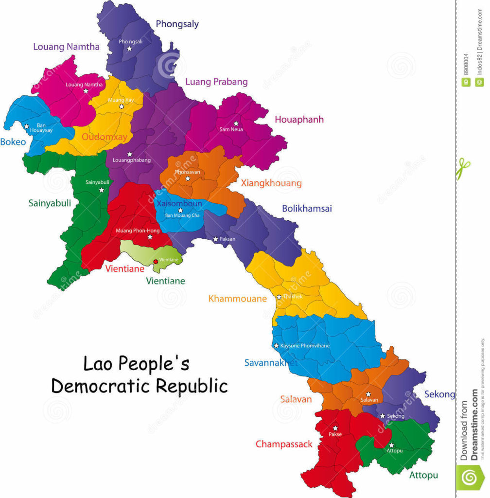 Carte Laos en couleur