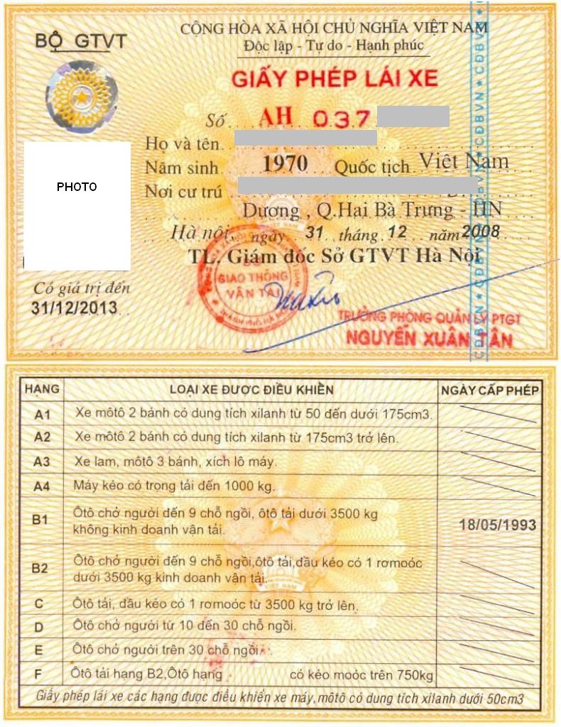 permis de conduire vietnamien