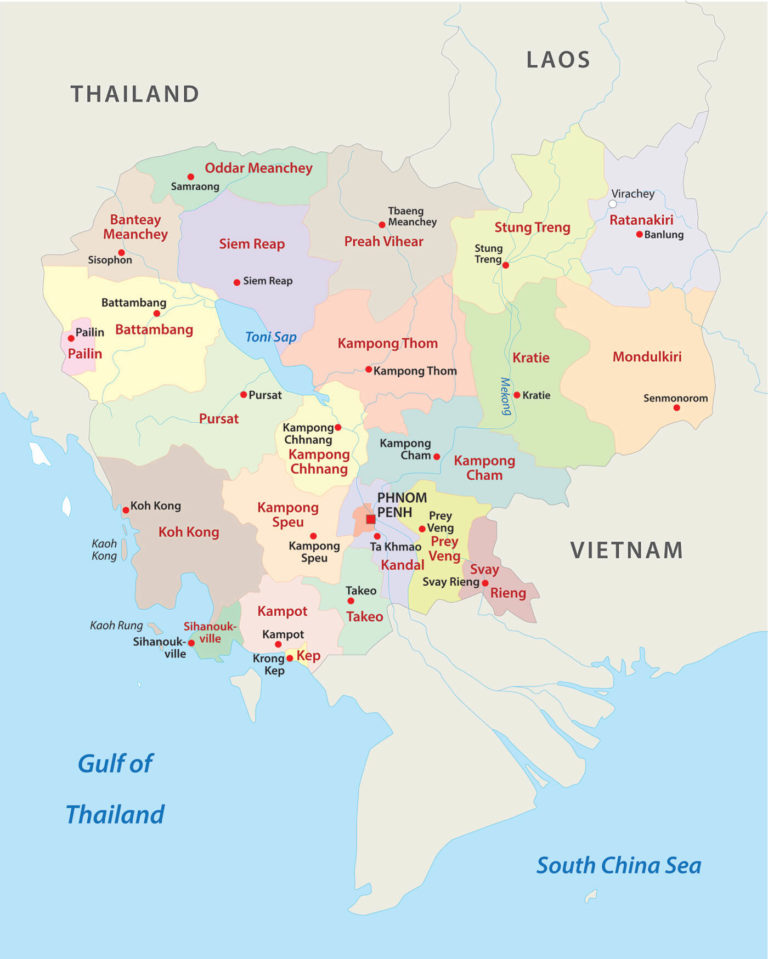 Carte des provinces du Cambodge Amo Travel Agence de voyage